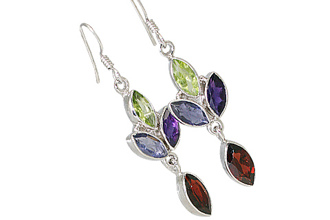 Design 11336: purple,red multi-stone earrings