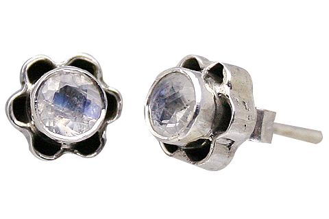 Design 11363: blue,white moonstone flower earrings