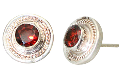 Design 11384: red garnet post, studs earrings