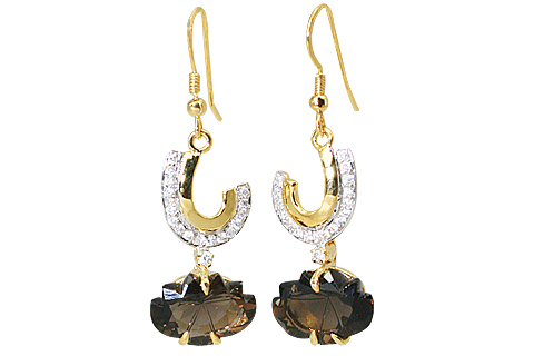 Design 11540: Brown, White smoky quartz earrings