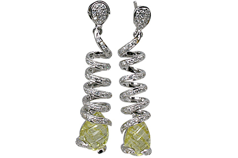 Design 11549: Green, White lemon quartz earrings