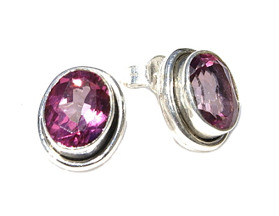 Design 11593: pink pink topaz post earrings