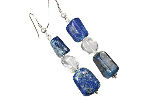 Design 11797: blue,white lapis lazuli earrings