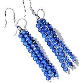 Design 11841: blue lapis lazuli multistrand earrings
