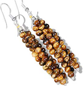 Design 11842: brown tiger eye multistrand earrings