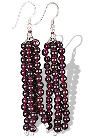 Design 11844: red garnet multistrand earrings