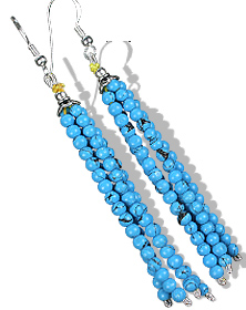 Design 11848: blue turquoise multistrand earrings