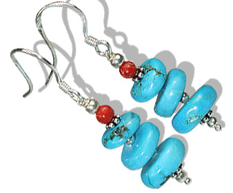 Design 11883: blue,orange turquoise american-southwest earrings