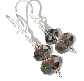 Design 11888: Dark Brown smoky quartz earrings