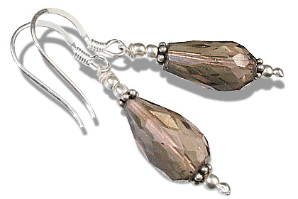 Design 11902: Brown smoky quartz ethnic earrings
