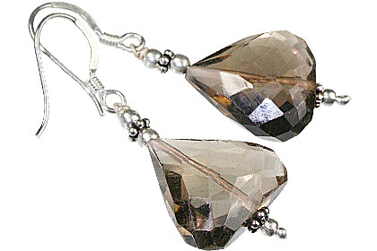 Design 11907: Brown smoky quartz heart earrings