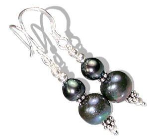 Design 11923: gray,purple pearl ethnic earrings