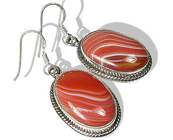 Design 11986: red,white onyx earrings