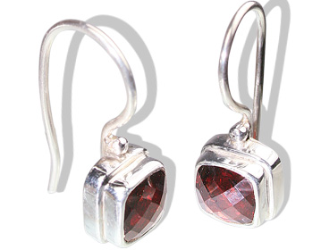 Design 12176: red garnet contemporary earrings