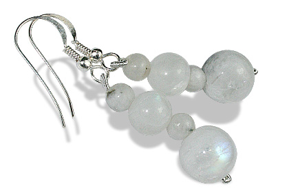 Design 12257: black,white moonstone drop earrings