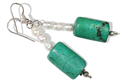 Design 12386: green,white turquoise earrings