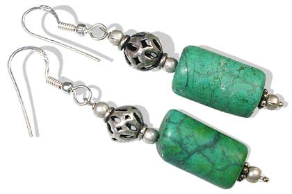 Design 12390: green turquoise earrings