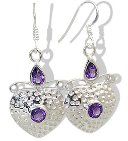 Design 12415: purple amethyst heart earrings