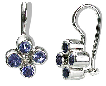 Design 12575: blue iolite flower earrings