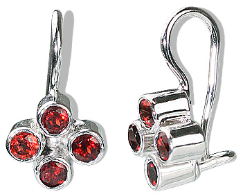 Design 12577: red garnet flower earrings