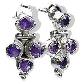 Design 12578: purple amethyst post earrings