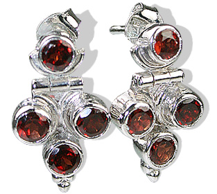 Design 12580: red garnet post earrings