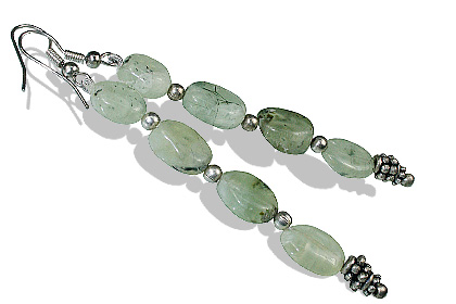 Design 12655: green prehnite contemporary earrings