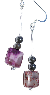 Design 12663: gray,purple sugilite earrings