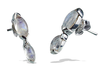 Design 12811: white moonstone contemporary, post earrings