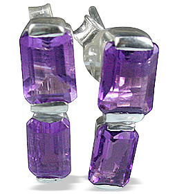 Design 12815: purple amethyst post earrings