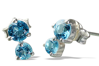 Design 12817: blue blue topaz post earrings