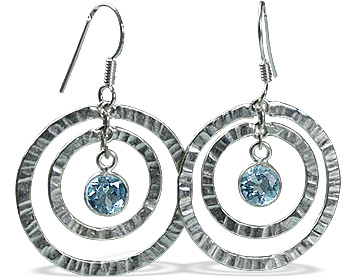 Design 12837: blue blue topaz art-deco, hoop earrings