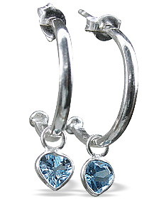 Design 12844: blue blue topaz contemporary, drop, hoop earrings