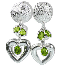 Design 12898: green peridot art-deco, heart, post earrings
