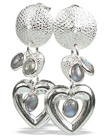 Design 13004: blue,green labradorite contemporary, heart earrings