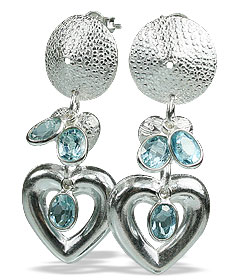 Design 13029: blue blue topaz contemporary, heart earrings