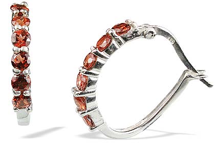 Design 13120: red garnet contemporary, hoop earrings