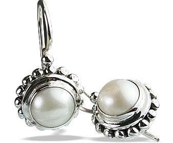 Design 13339: white pearl ethnic earrings