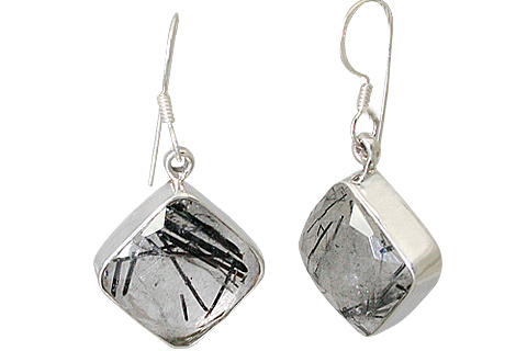 Design 13539: gray rotile art-deco earrings