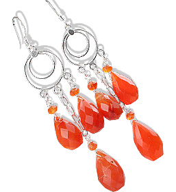 Design 13627: orange carnelian chandelier earrings