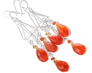 Design 13628: orange carnelian chandelier earrings