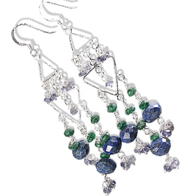 Design 13629: blue,green lapis lazuli chandelier earrings