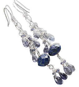 Design 13632: blue lapis lazuli chandelier earrings