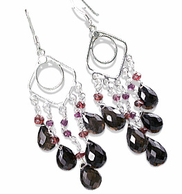 Design 13633: red garnet chandelier earrings