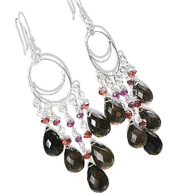 Design 13636: brown,red garnet chandelier earrings