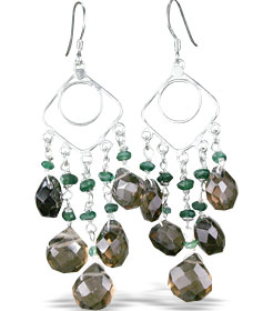 Design 13948: brown,green smoky quartz chandelier earrings