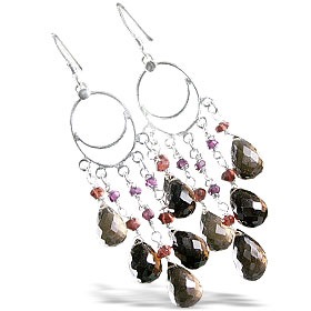 Design 13954: brown,purple smoky quartz chandelier earrings