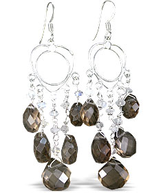 Design 13958: brown,white smoky quartz chandelier earrings