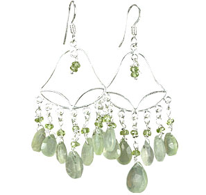 Design 14028: green prehnite chandelier earrings