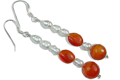 Design 14749: orange,white pearl earrings